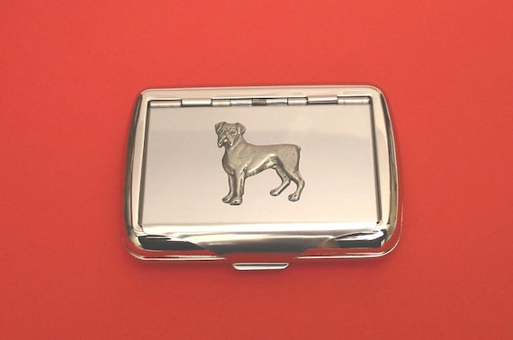Boxer Dog Chrome Tobacco Tin With Pewter Motif, Trinket Tin, Boxer Dog Gift