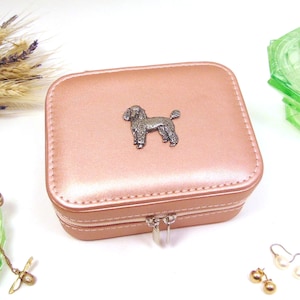 Poodle design Rose Gold Travel Jewellery Box - Travel Accessory - Stylish Jewellery Case - Bride Bridesmaid Wedding Gift - Christmas Gift