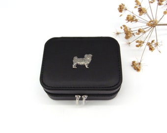 Mopshond ontwerp zwarte reissieradendoos / reisaccessoire / stijlvolle sieradendoos / mopshond vader cadeau / mopshond cadeau voor hem of haar / cadeau mopshond minnaar