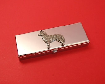 Husky Dog Design Seven Day Pill Box - Medication Organiser - Chrome Pill Case - Small Trinket Box - Pet Dog Husky Gift