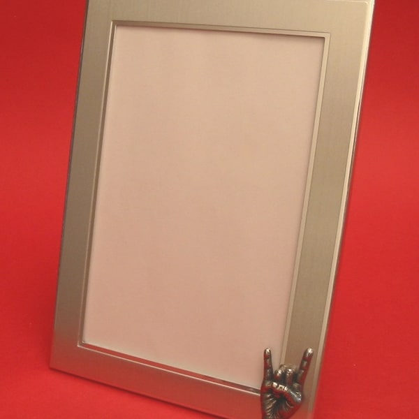 Rock On Picture Photo Frame 6" x 4" Portrait With Hand Cast Pewter Motif