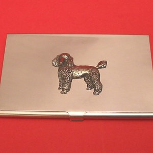 Porte-cartes chromé design chien caniche - Étui pour cartes de crédit professionnelles - Cadeau caniche - Propriétaire de chien caniche - Cadeau Noël mari papa pour la fête des pères
