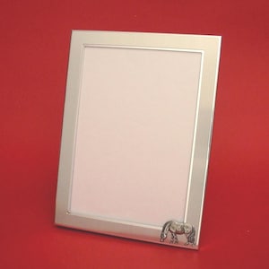 Grazing Pony 7" x 5" Photo Frame Portrait Picture Frame With Hand Cast Pewter Motif, Mother Father Horse Gift Christmas Gift