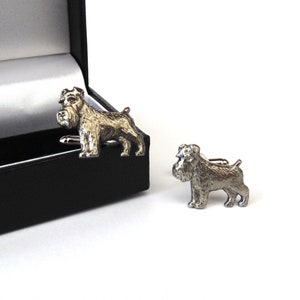Miniature Schnauzer Dog design Pewter Cufflinks - Gift Boxed - Dad Christmas Gift - Schnauzer Gift - Birthday Wedding Anniversary Gift