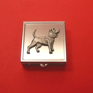 Beagle Dog Design Square Chrome Mint / Pill Box Small Trinket Box Pill Case for Medicine Vitamins - Mother&#39;s Day Father&#39;s Day Gift