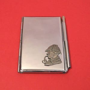 Porte-cartes en métal pour carnet et stylo Sherlock Holmes - Cadeau unique pour la fête des pères - Cadeau Sherlock - Cadeau professeur d'anglais - Cadeau pour amoureux des livres