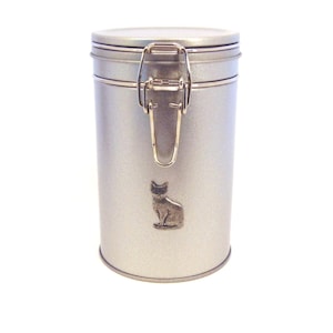 Lata de golosinas para mascotas con diseño de gato y motivo de peltre - Regalo para gatos - Lata de golosinas para gatos - Regalo para mamás gatas - Regalo para amantes de los gatos - Regalo para gatitos - Accesorios para gatos