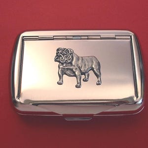 Boîte à bijoux en métal tabac design bouledogue anglais - cadeau bouledogue britannique - cadeau propriétaire de bouledogue - cadeau de Noël pour la fête des pères