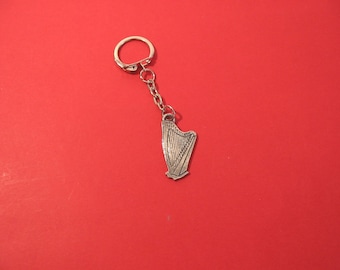 Harp Pewter Keyring - Harp Keychain - Irish Gifts - Music Teacher Gift - Wedding Stocking Filler Christmas Gift