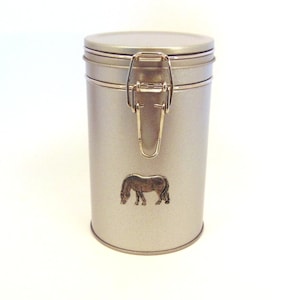 Leckerli Dose mit Zinn Motiv - Pferd Geschenk - Pony Geschenk - Pferd Mama Geschenk - Pferdeliebhaber Geschenk - Reiter Geschenk - Mama Geschenk