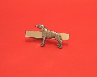 Greyhound Design Pewter Tie Clip with Gift Pouch Unique Handmade Christmas Wedding Birthday Gift