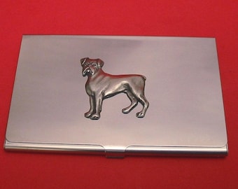 Metalen kaarthouder boxerhondontwerp met handgegoten tinnen motief, boxercadeau