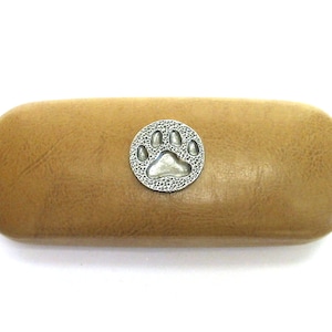 Dog Paw Print design Tan PU Leather Glasses Case - Dog Mum Gift - Dog Gift - Dog Lover Gift - Dog Dad Gift - Mum Dad Birthday Gift