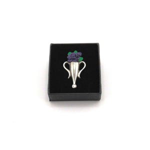 Poirot style Boutonniere Brooch with Purple Rose - Hand Painted Pewter Brooch - Fathers Day Gift - Gift for Wife or Husband - Christmas Gift image 2
