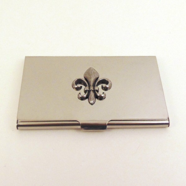 Fleur de Lis Design Chrome Card Holder - Business Credit Cards Case - Fleur de Lis Gift - Kerst vaderdag cadeau