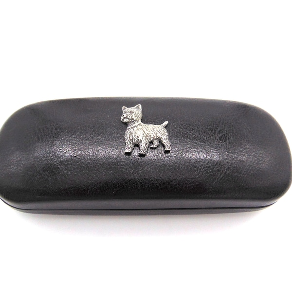 West Highland Terrier design Black PU Leather Glasses Case - Westie Gift - Westie Mum Gift - Dog Lover Gift - Dog Glasses Case - Dog Gifts