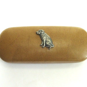 Labrador Retriever design Tan PU Leather Glasses Case - Labrador Gifts - Dog Lover Gift - Labrador Dad Gift - Christmas Gift - Dog Gift