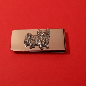 Papillon Dog Chrome Plated Money Clip With Pewter Motif Mother Father Vet Pet Dog Gift Christmas present