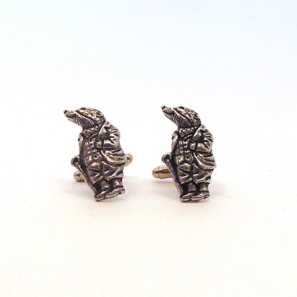 Mr Badger Design Pewter Cufflinks Gift Boxed - Wind in the Willows Gift - Husband Partner Fathers Day Christmas Gift