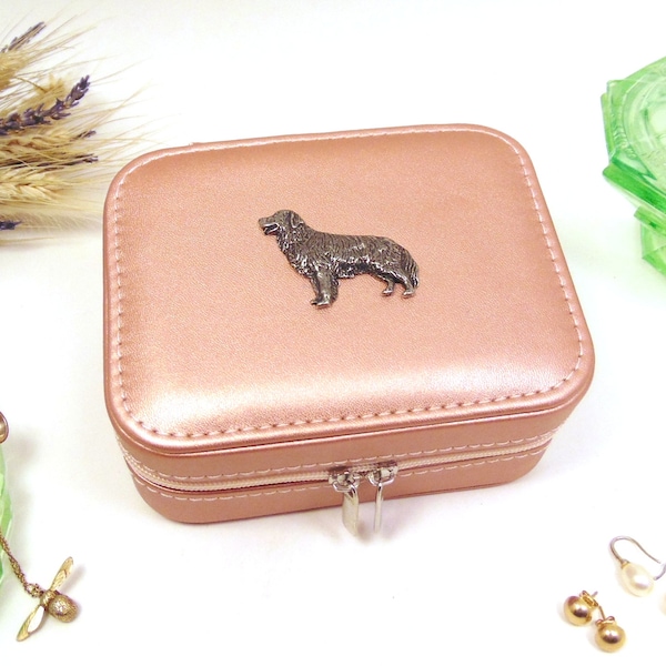 Golden Retriever design Rose Gold Travel Jewellery Box - Golden Retriever Gift - Accessoire de voyage - Étui à bijoux élégant - Cadeau de Noël