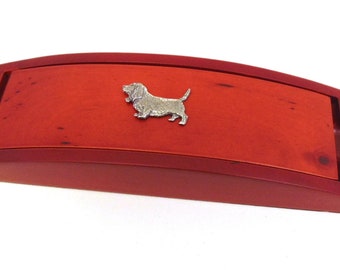 Basset Hound Design Wooden Pen Box - Doppia Penna Set - Basset Hound Gift - Pet Dog Pen Box - Compleanno Matrimonio Regalo di Natale