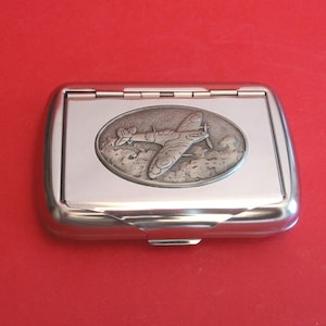 Spitfire World War Two design Tobacco Tin - Husband Christmas Gift - WW2 Historian - History Teacher Gift - Trinket Box - Dad Christmas Gift