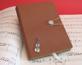 Design de violon A6 Tan Notebook - Violin Journal - Music Notebook - Cadeau d’anniversaire de papa - Cadeau de professeur de musique - Cadeau de musique de musicien - Cadeau de violon