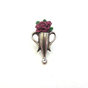 Poirot style Boutonniere Brooch with Purple Rose - Hand Painted Pewter Brooch - Poirot Gift - Gift for Wife or Husband - Christmas Gift