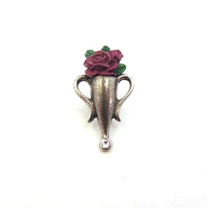 Poirot style Boutonniere Brooch with Purple Rose Hand Painted Pewter Brooch Poirot Gift Gift for Wife or Husband Christmas Gift image 1