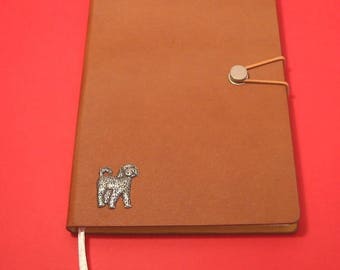 Cockapoo Hand Cast Pewter Motif on A5 Tan Notebook Journal Dog Notebook Cockapoo Owner Gift Mum Dad Christmas Gift Fathers Day Gift