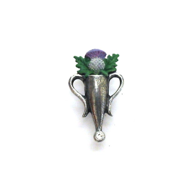 Boutonniere Brooch with Scottish Thistle - Hand Painted Pewter Brooch - Scottish Dad Mum Gift - Gift for Wife or Husband - Fathers Day Gift