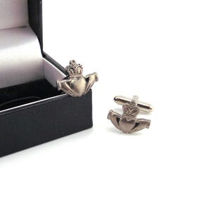 Claddagh Pewter Cufflinks Gift Boxed, Irish Dad Husband Gift, Irish Wedding Gift, Groomsmen Gift, Best Man Cufflinks, Fathers Day Gift