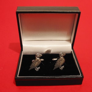 Puffin Design Pewter Cufflinks Gift Boxed - Puffin Gift - Groomsmen Gifts - Husband Partner Christmas Wedding Anniversary Gift