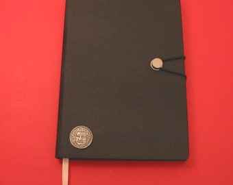 Johann Sebastian Bach Hand Cast Pewter Motif on A5 Black Journal Composer Conductor Music Teacher Musical Gift