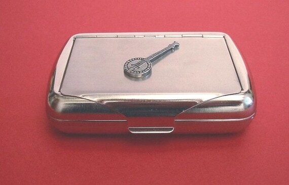 banjo tobacco metal sign Banjo Motif Design Tobacco Tin, Country & Western Folk Music Gift, Trinket  Box, Musician Gift