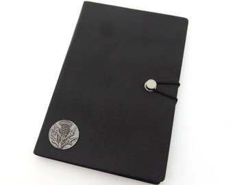 Scottish Thistle design Black A5 Journal Notebook - Scottish Thistle Gift - Scottish Gift - Scottish Dad Gift - Scottish Notebook