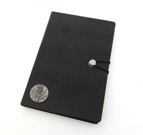 Scottish Thistle design Black A5 Journal Notebook - Scottish Thistle Gift - Scottish Gift - Scottish Dad Gift - Scottish Notebook