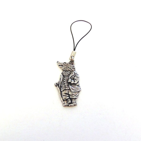 Mr Badger Pewter Mobile Phone Charm - Bag Purse Cell Phone Charm - Wind in the Willows Gift - Wedding Christmas Gift