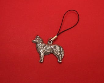 Siberian Husky Pewter Mobile Phone Charm, Handmade Dog Lover Gift
