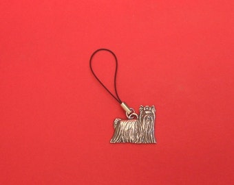Yorkshire Terrier Dog Pewter Mobile Phone Charm Vet Mother Father Yorkie Dog Gift