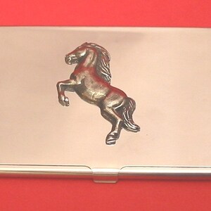 Porte-cartes chromé cheval poney - porte-cartes cheval - cadeaux cheval - cadeau cavalier - cadeau course de chevaux - cadeau papa mari propriétaire d'un cheval