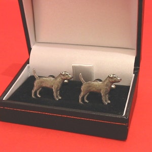 Patterdale Terrier Design Pewter Cufflinks Gift Boxed Dad Christmas Gift Patterdale Gift Patterdale Dad Gift Wedding Gift for Him image 1