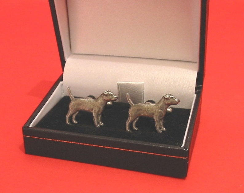 Patterdale Terrier Design Pewter Cufflinks Gift Boxed Dad Christmas Gift Patterdale Gift Patterdale Dad Gift Wedding Gift for Him image 1