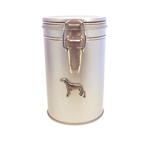 Greyhound Design Dog Pet Treat Tin With Pewter Motif - Greyhound Gift - Father's Day Anniversary Birthday Gift