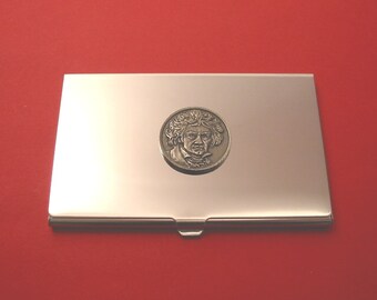 Portatarjetas Ludwig van Beethoven con placa de peltre fundida a mano, regalo para profesor de música clásica