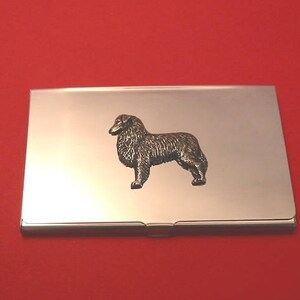 Porte-cartes chromé pour chien de berger australien avec cadeau pour chien de Noël, fête des pères et vétérinaire en étain moulé à la main