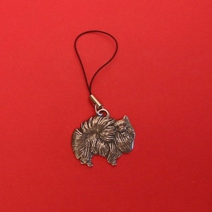 Pomeranian Pewter Mobile Phone Charm - Pomeranian Gift - Pomeranian Mum Gift - Dog Lover Gift - Dog Charm - Stocking Filler - Dog Mom Gift