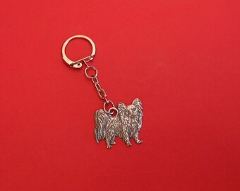 Llavero con diseño de Papillon - Llavero de peltre - Regalo de Papillon - Regalo para mamá Papillon - Llavero de perro - Regalo para amantes de los perros - Regalo para mascotas - Llavero de Papillon