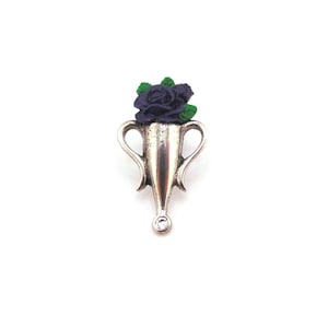 Poirot style Boutonniere Brooch with Purple Rose - Hand Painted Pewter Brooch - Fathers Day Gift - Gift for Wife or Husband - Christmas Gift