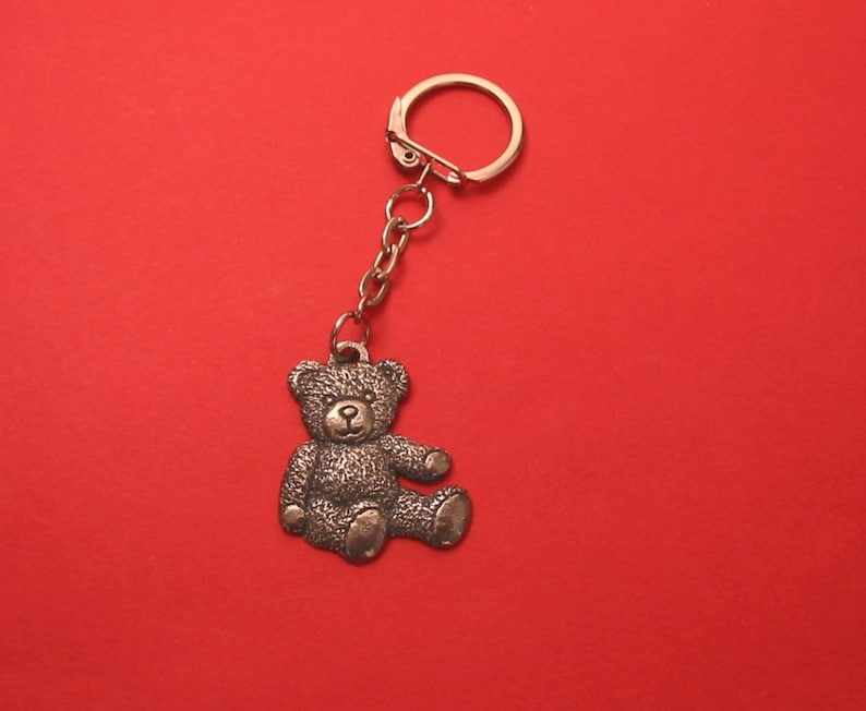 Teddy Bear Pewter Keyring Teddy Bear Keychain Teddy Bear | Etsy